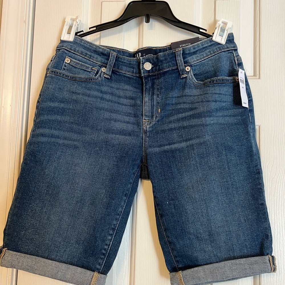 GAP Blue Denim Bermuda Shorts with Classic Stitching